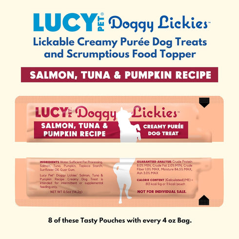 Lucy Pet® Doggy Lickies™ Salmon, Tuna & Pumpkin Recipe Creamy Purée Dog Treat 4oz...