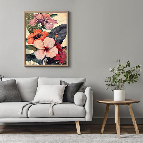 Posterizer 1 pcs-vibrant unique blush , coral flowers-Floral & Botanical Art-Abstract & Modern Art-Decor for Home & Office- UNFRAMED Wall Art...