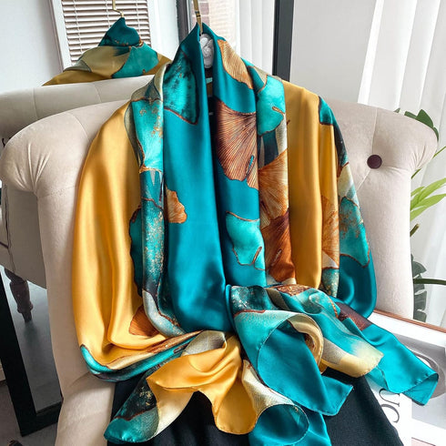 Fashion Scarves 100% Satin Silk Scarf Long Lightweight Sunscreen Shawls Wraps for Women Hair Scarves...