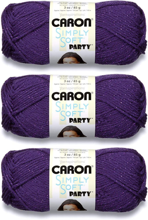 Caron Simply Soft Party Yarn (3-Pack) Purple Sparkle H97PAR-6......