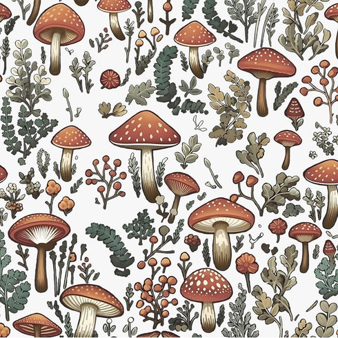 Mushroom Wallpaper Peel and Stick Wallpaper White Wallpaper Stick and Peel Dark Leaf Contact Paper for Cabinets Waterproof Self Adhesive Wall Pape...