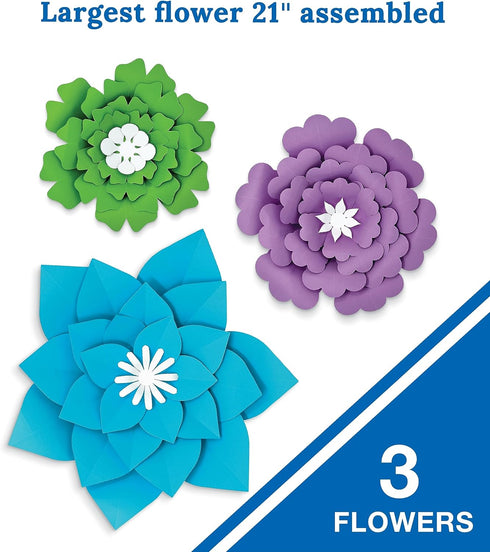 Carson Dellosa Creatively Inspired 3D Flower Bulletin Board Decorations, Blue, Purple, and Green Flower, Paper Flowers Decorations for Wall, Flowe...