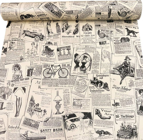 Self-Adhesive Vintage Newspapaer Wall Paper Drawer Shelf Liner for Kitchen Bathroom Cabinets Dresser Wall Crafts 17.7x117 Inches...