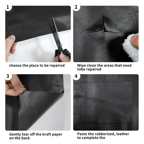 Leather Repair Tape Self-Adhesive Leather Repair Patch for Couch Furniture Sofas Car Seats Advanced PU Vinyl Leather Repair Kit (Black, 17X79 inch...