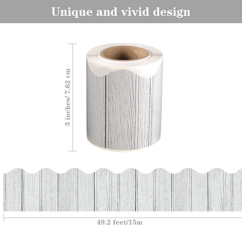 Self Adhesive Wood Bulletin Board Borders Rustic Classroom Bulletin Border Trim for School Home Decoration,49.2 Feet (White)...