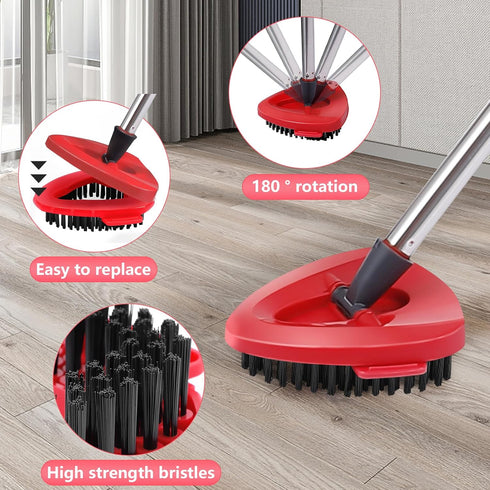 Scrub Brushes 2 Pcs & 1 Base Combo for O Ceda EasyWring 1 Tank System,Mop Head Replacement,Spin Mop Replace Head Brush for Bathroom,Kitchen,Tub an...