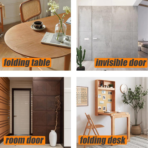 Hidden Door Hinge (0-180 Opening Angle) Zinc Alloy Hidden Hinge Door Hardware Accessories (Silver -Small)...