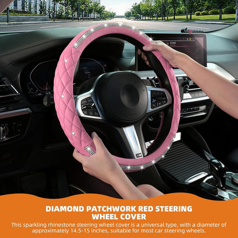 Diamond Steering Wheel Cover? 14.5-15 Inch Car Steering Wheel Cover with Bling Crystal Rhinestone,Delicate and Anti-Slip Sparkly Sedan Steering Wh...