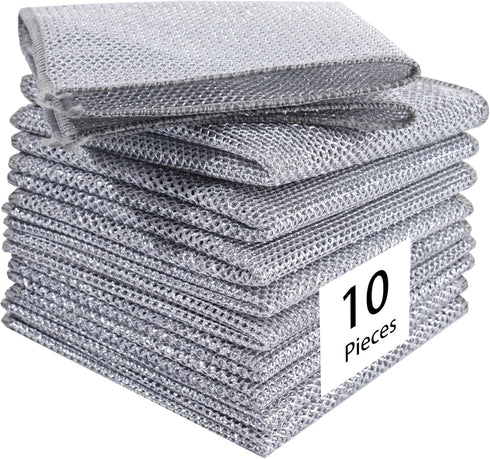 Wire Dishwashing Rag?Non Scratch Wire Dishcloth?Large size??11.5 * 11.5 inches?10 pieces??Double Layer Multifunctional Non Scratch Wire Dishcloth?...