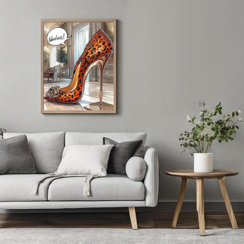 Posterizer 1 pcs-Comic style high heeled shoe with a leopard print-fabulous -2-Inspirational Women's Art Gift for Women, Fashionistas, Designer F...
