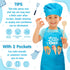 R HORSE 2 Pcs Kid Apron and Chef Hat Set, Adjustable Children Blue Kitchen Apron Cooking Baking Painting and Training Kits Dress up Role Play Chef...