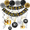 80th Birthday Party Decorations Kit - Gold Glittery Cheers to 80 Years Banner,Poms,12Pcs Sparkling 80 Hanging Swirl for 80th Anniversary Decoratio...
