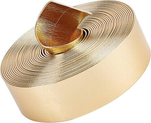GORGECRAFT 5.5Yds x 1" Metallic Flat Leather Strap Shiny Pu Leather Strips Glossy Leather Lace Stripper Beading String Ribbon Craft Double Sided L...