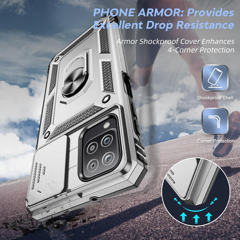 LeYi for Galaxy-A12-Phone-Case, Samsung A12 Case with Slide Camera Cover, Military-Grade Heavy Duty Shockproof Hard Case with Rotatable Ring Stand...
