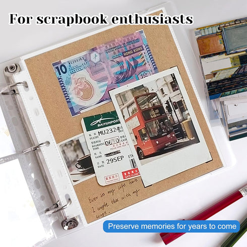100 Pack 12" x 12" Photo Album Pages for 3 Ring Binder, Scrapbook Page Protectors, Craft Paper Protective Sleeves Photo Vinyl Storage Pockets Orga...