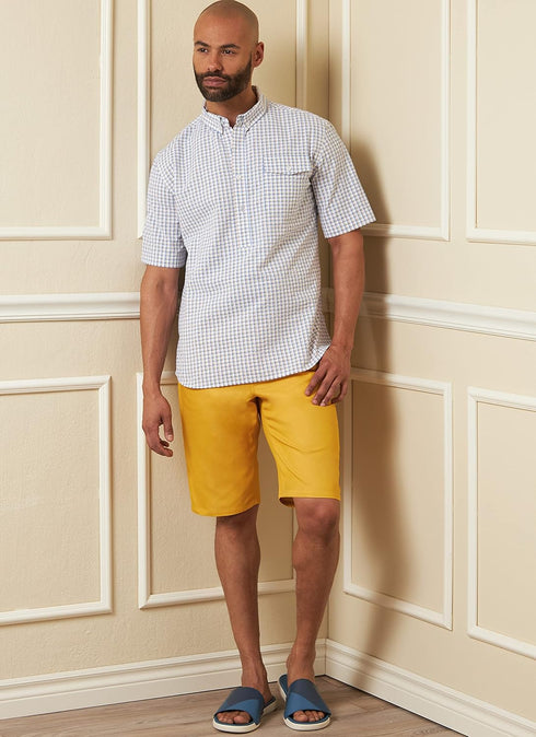 Vogue Men's Semi-Fitted Shirt, Shorts, and Mid-Rise Jeans Sewing Pattern Kit, Design Code V1895, Sizes 34-36-38-40...