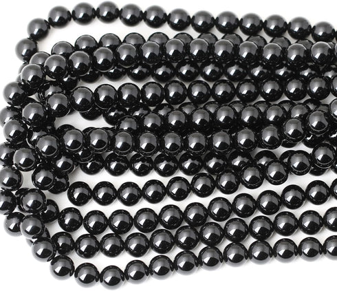 35PCS 10mm Black Smooth Polish Onyx Agate Gemstone Round Loose Beads for Jewelry Making 1 Strand 15"...