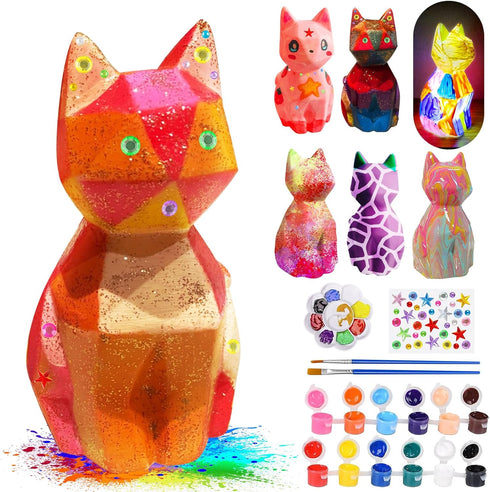 Paint Your Own Cat Lamp Kit, Art Supplies & Crafts Kit, DIY Night Light for Kids 6-12, Diamond Set for girl 8-12, Painting Kit for Girls Boys, Toy...