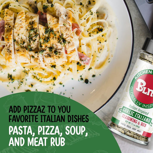 Kitchen Crafted - BLND Garlic Italiana Spice Seasoning, Gluten-Free Italian Barbecue Seasoning Rub, All-Natural Pasta, Pizza, Soup, Garlic Dry Rub...