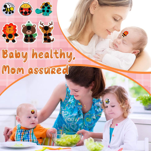 Stick-on Fever Cartoon Stickers Forehead Fever Kids Cartoon Stickers Temperature Fever Patch for Kids Baby Adults Home Office Supplies (Cute Style...