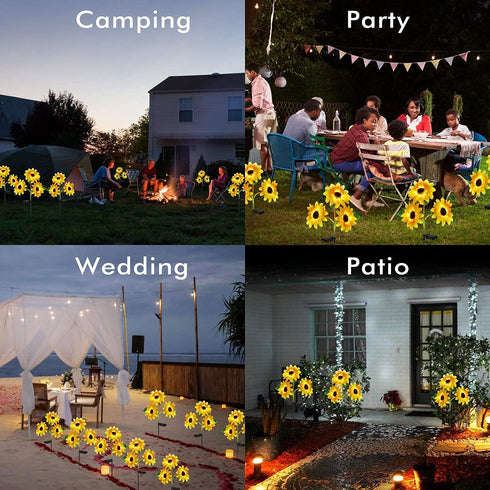 Outdoor Solar Garden Stake Lights,Upgraded LED Solar Powered Light with 3 Sunflower, Waterproof Solar Decorative Lights for Garden, Patio, Backyar...