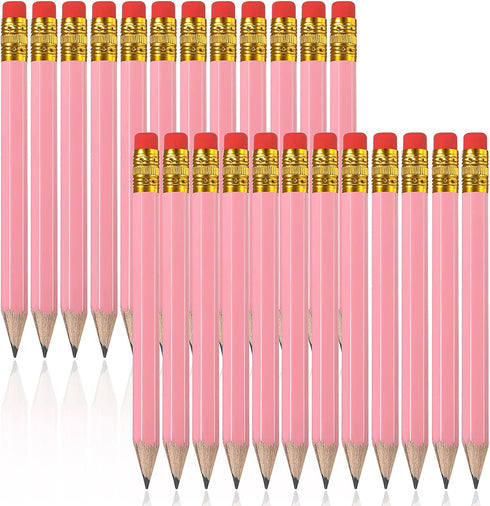 Zonon 24 Pieces Back to School Small Pencils Half Pencils Golf Pencils with Eraser Easy to Hold Graphite HB Pencils for Baby Shower Bridal Shower ...