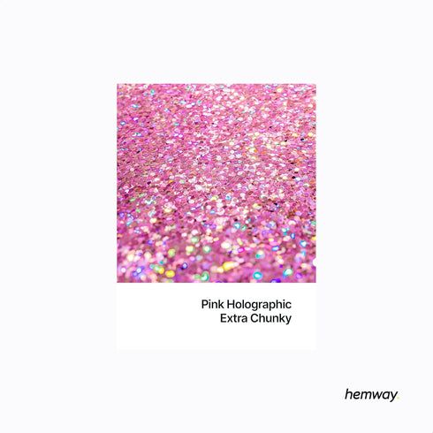 Hemway Premium Craft Glitter Shaker - Pink Holographic | 130g Extra Chunky Metallic Flake Sequins for Resin & Epoxy Crafts | Craft Supplies for Tu...