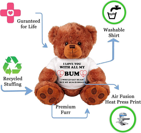 Romantic Gift Bear for Couple: Large 13" Inch Teddy Bear Funny Stuffed Animal: Unique Love You Gift : I Love You Bigger Than My Heart: Cute Relati...