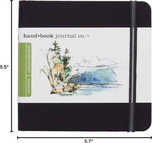 Travelogue Drawing Book, Square 5-1/2 x 5-1/2, Ivory Black Artist Journal...