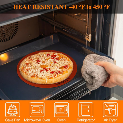 Round Silicone Baking Mats Set of 2-Silicone Mat for 8 Inch Pizza Cake Pan Air Fryer,Non-Stick Reusable Heat Resistant Baking Sheets for Bread Coo...