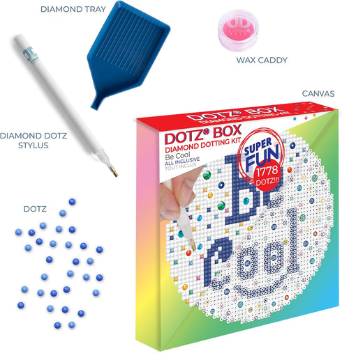 DIAMOND DOTZ ® - Be Cool Dotz Box, Partial Drill, Round Dotz, Diamond Painting Kits, Diamond Art Kits for Adults, Gem Art, Diamond Art, Kits, 5.9"...