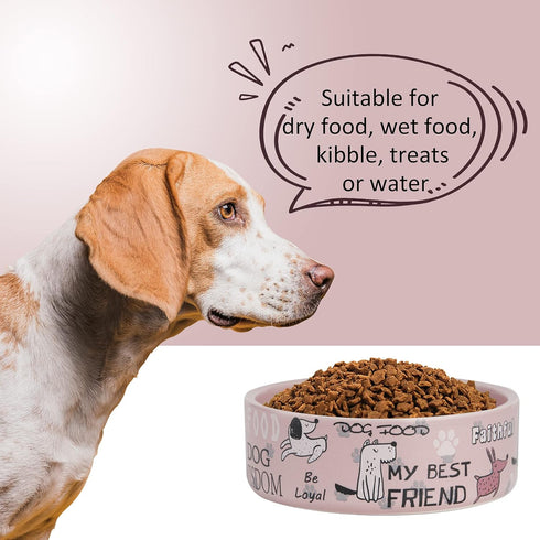 5-inch Ceramic Dog Bowl Cartoon Pattern, Cute, Chew-Proof, Dishwasher and Microwave Safe...