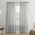 No. 918 Erica Crushed Sheer Voile Rod Pocket Curtain Panel, 51" x 63", Silver Gray...