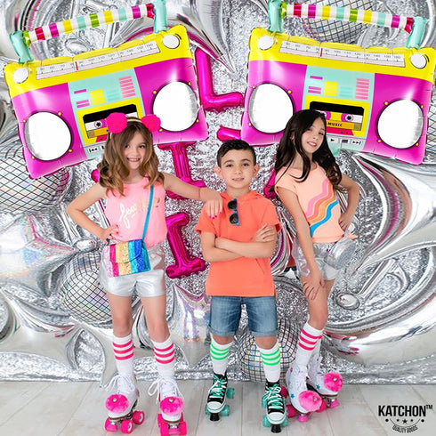 KatchOn Large Boombox Balloon Set - 22 Inch | 90s and Disco Party Decorations | 80s Boom Box Balloons for Roller Skate Parties...