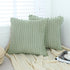 Green Pillow Covers 18x18 inch with Pom-poms Set of 2 Corduroy Farmhouse Boho Accent Decorative Throw Pillow Covers for Couch Bed Sofa...