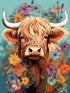 Meothan Cow Paint by Numbers for Adults Highland Cow Paint by Number for Adults Beginner Flower Paint by Numbers Canvas DIY Oil Painting Acrylic P...
