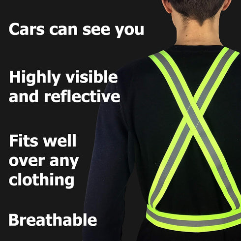 Safety Straps Reflective Vest for Running Hi Vis Suspenders Reflective for Men Women Safety Vests Strap Fully Adjustable...