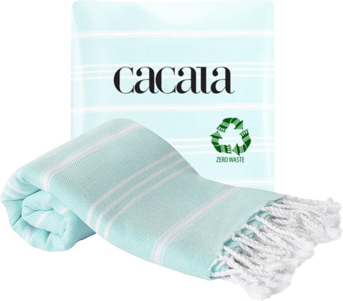 Cacala 100% Turkish Cotton Kitchen Tea Towels, Highly Absorbent Luxury Soft Quick Drying Dish Towel with Hanging Loop for Gym, Yoga, Bath, Sports,...
