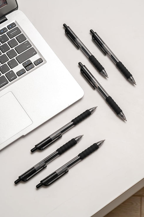 0.7mm Black Ink Gel pen Refillable & Retractable Gel Ink Rolling Ball Pens Classic Durable gel pen (Black-12 pack)...