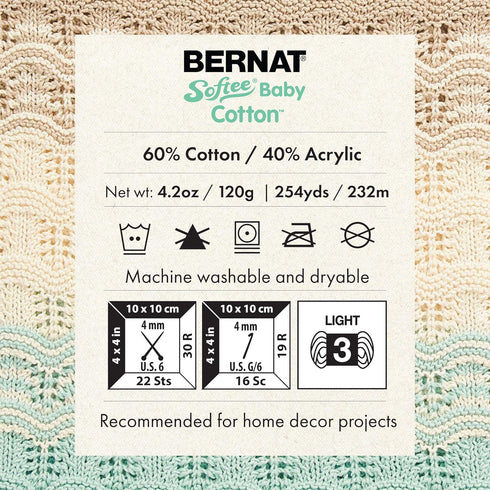 Bernat Softee Baby Cotton Jade Frost Yarn - 3 Pack of 120g/4.25oz - Blend - 3 DK (Light) - 254 Yards - Knitting/Crochet......