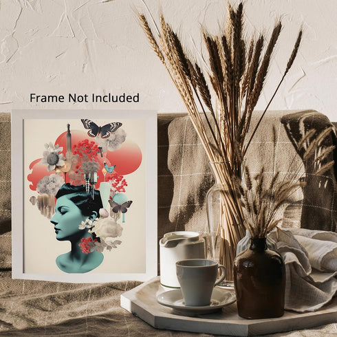 Posterizer 1 pcs-butterflies and flowers-vintage collage-Retro Art-Abstract & Modern Art-Gift for Art Lovers- UNFRAMED Wall Art...