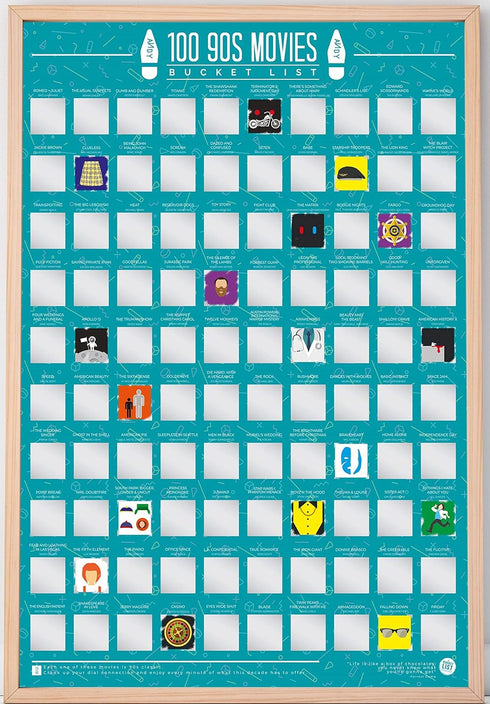 90s Movies Poster 100 Bucket List Scratch Poster...
