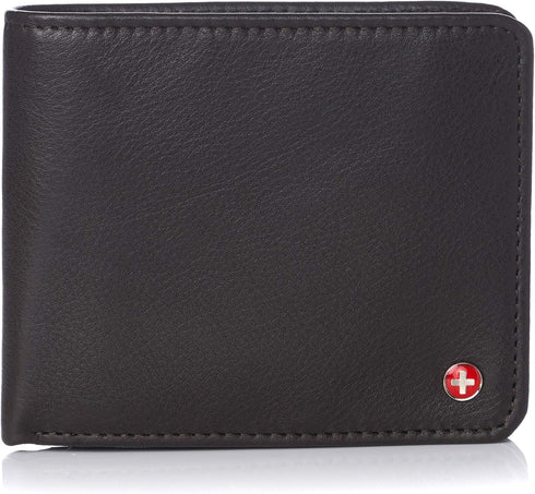 Alpine Swiss RFID Protected Men’s Max Coin Pocket Bifold Wallet with Divided Bill Section Comes in a Gift Box...