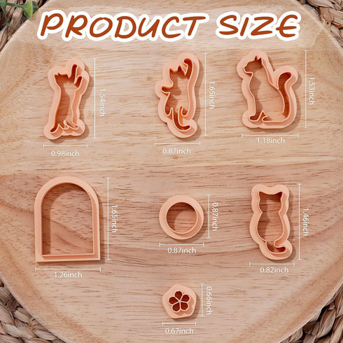Puocaon Kittens Polymer Clay Cutters - 7 Shapes Clay Cutters for Polymer Clay Jewelry Making, Small Animal Shapes Clay Cutters for Earrings, Micro...