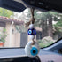 White Evil Eye Wall Glass Hanging Car Charm Ornament Accessory for Rear View Mirror...