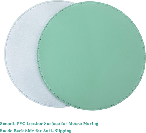 Round Mouse Pad,Non-Slip Mouse Mat with Premium Stitched Edge,Waterproof Thickened PVC Leather Mouse Pad for Office Work/Home/Decor-8.66"(Green,1 ...