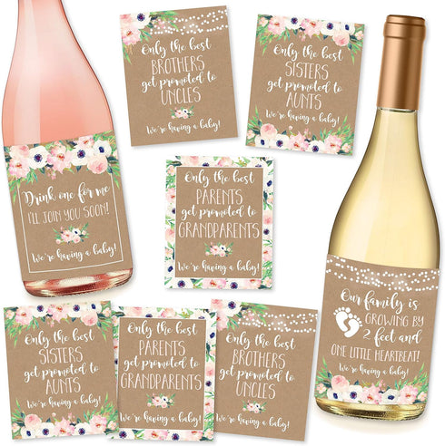 Hadley Designs - Pregnancy Announcement Gifts, Funny Wine Bottle Labels or Stickers For Parents to Grandparents, Brothers Sisters Promoted to Aunt...