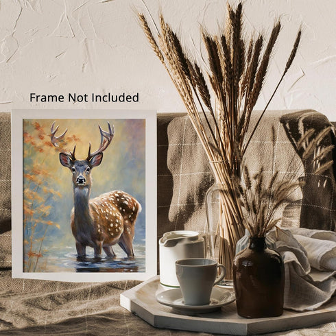 Posterizer 1 pcs- Pretty deer standing in water print-Art for Animal Lovers- Gift for Men Women Entrepreneur Teens-Living Room Bedroom Decor- unfr...
