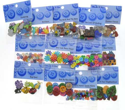 Dress It Up 9083 Buttons Row by Row Experience - Home Sweet Home Button Assortment - 12 Pack - Includes Free Button Pack...
