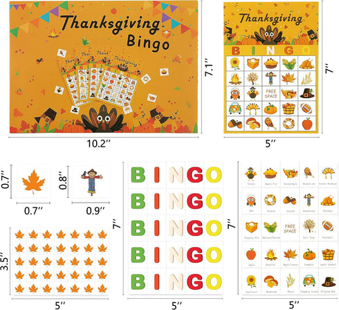 Geefuun 32 Players Thanksgiving Games Fall Bingo Cards for Party Supplies Decorations...